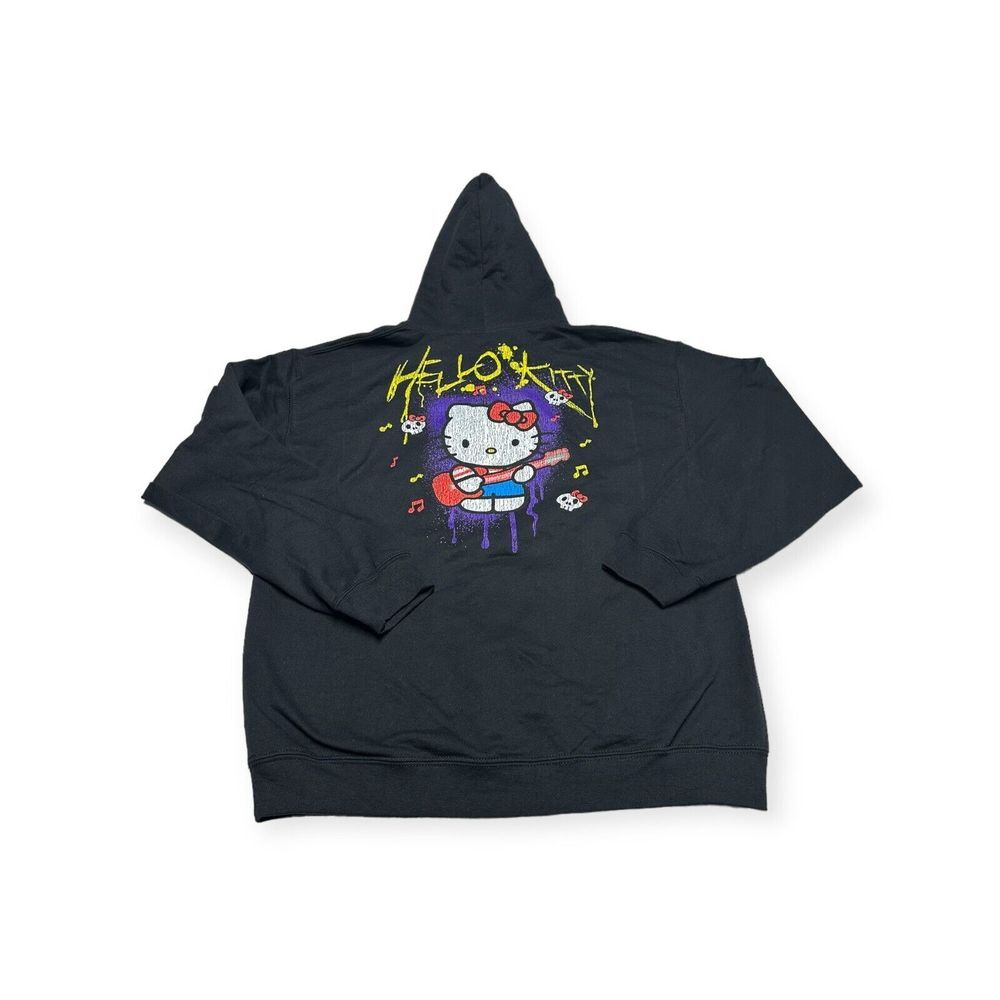 NWOT Hello Kitty Hoodie Guitar Skulls Rock N Roll Men Women Unisex Black Size L